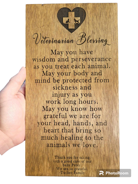 Veterinarian's Blessing Plaque